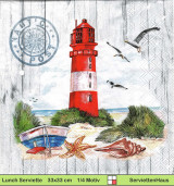 Leuchtturm Boot Muscheln Möwe am Strand - 1 Paket mit 20 Servietten